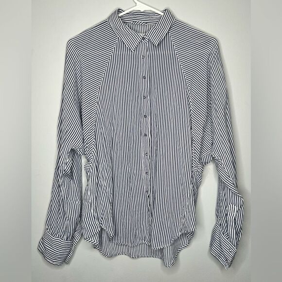 Pistola Long Sleeve Navy Blue Button Down Striped Shirt Size XS - Picture 1 of 13